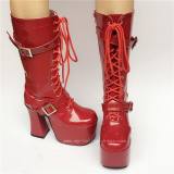Scarlet Glossy Heels Shoes Lolita Boots