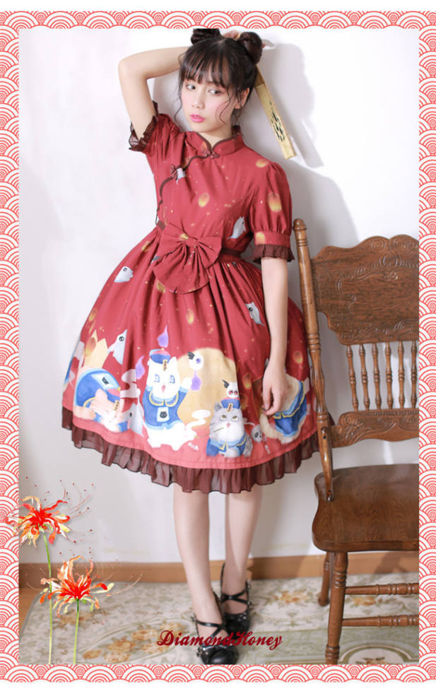 Zombie Cats~ Sweet Printed Lolita OP -Pre-order Closed