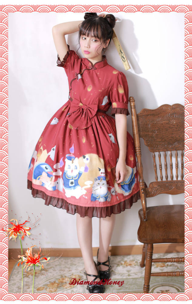 Zombie Cats~ Sweet Printed Lolita OP -Pre-order Closed