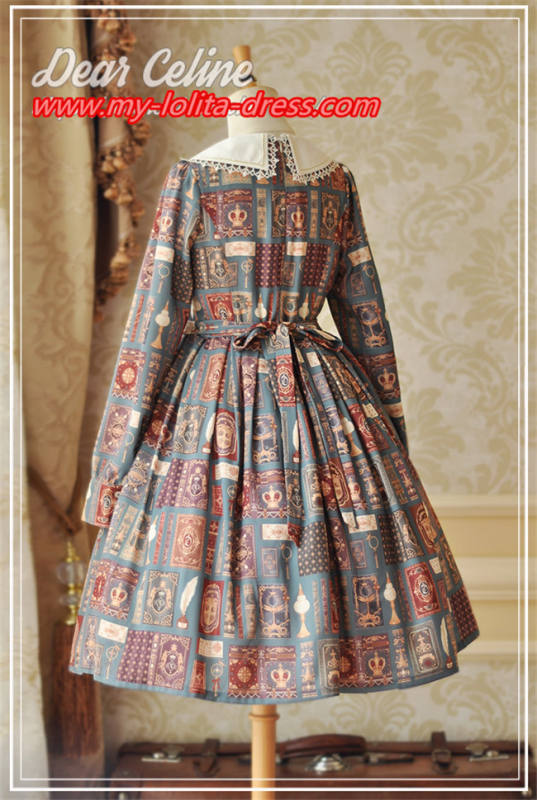 Aisha's Magic Book~ Long Sleeves Lolita OP Dark Green Size M