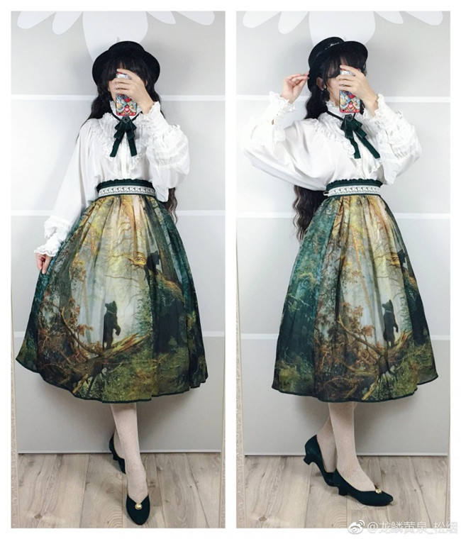 Pine Trees Forest Morning Vintage Lolita Dress-Ready Made