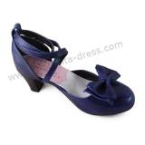 Navy Blue High Heel Girls Summer Lolita Sandals