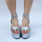 High Platform Silver Stars Lolita Sandals