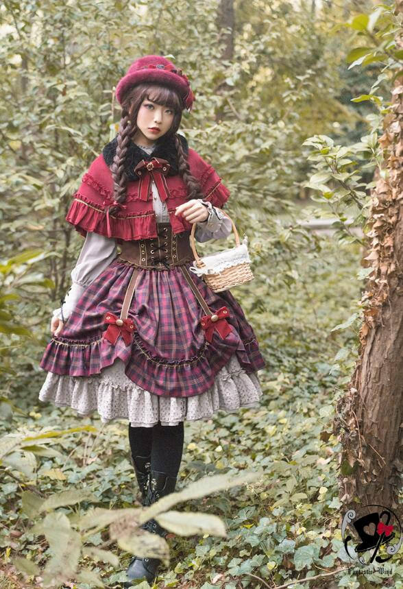 Little Red Riding Hood~ Classic Lolita Fish-bone Skirt + Blouse+Cape-Pre-order Closed