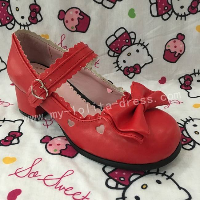 Black Bow Hearts Lolita Shoes