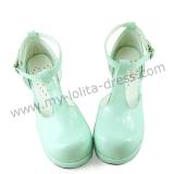 Shiny Mint T-strap Lolita Sandals