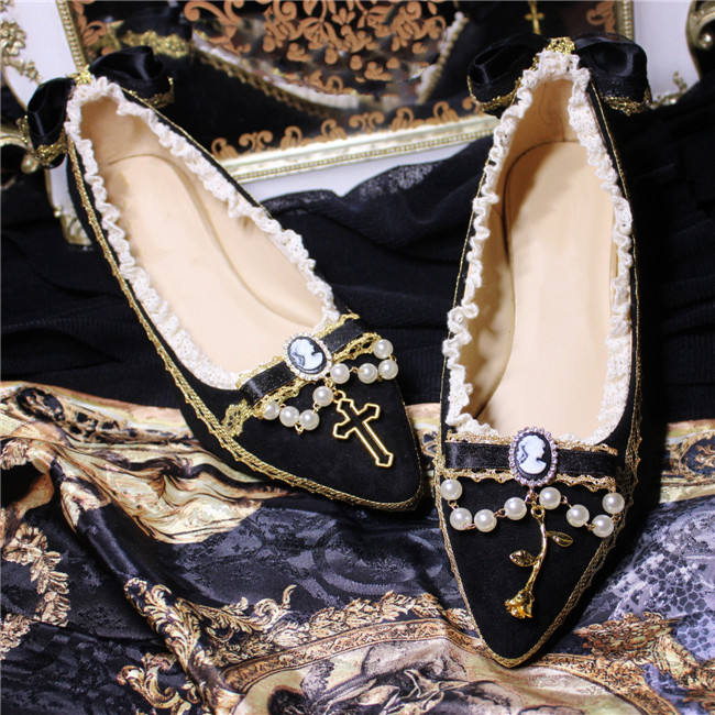 Rose Cross~ Versailles ~ Satin PU Lolita Shoes - Ready Made