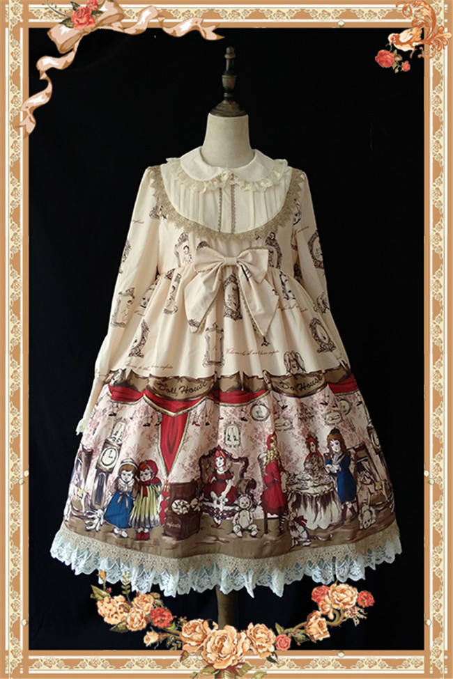 Doll Izutsu~ Classic Lolita Long Sleeves OP Dress-Ready Made