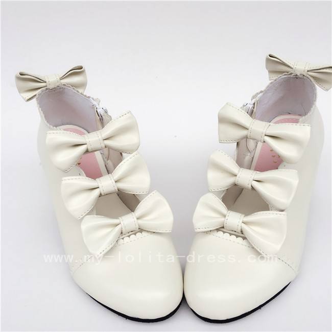 Sweet Girl's Four Bows Lolita Heels Shoes
