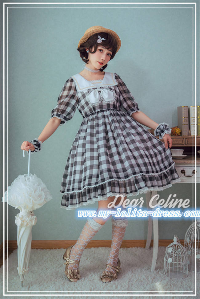 Fruit Sugers In Summer Gingham Lolita OP - Ready MADE