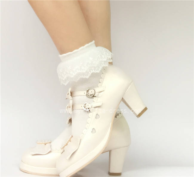 Sweet 3 Bows Lolita Heels Shoes