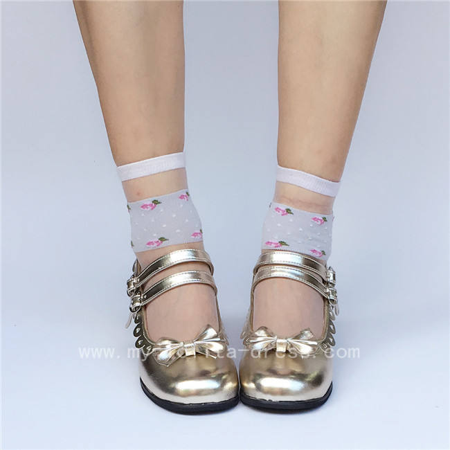 Double Straps Lolita Bows Shoes