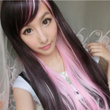 Rosy Brown Light Pink Sweet Long Lolita Straight Wig off
