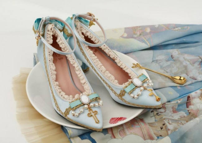 Rose Cross~ Versailles ~ Satin PU Lolita Shoes - Ready Made