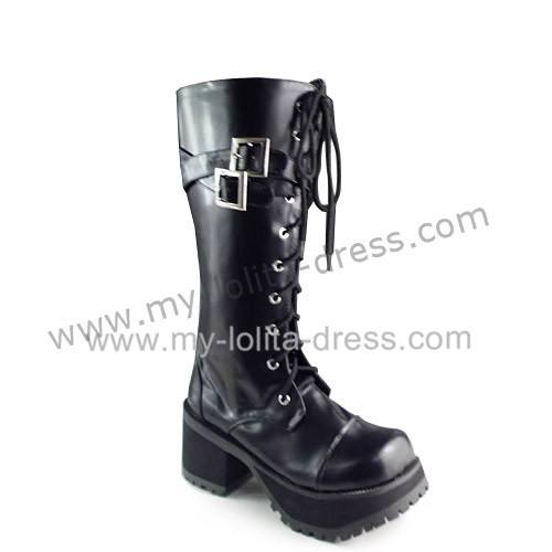 Matt Black Slip Sole Lolita Gothic Boots