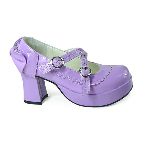 Purple Floral Trim Unicolor Lolita Shoes