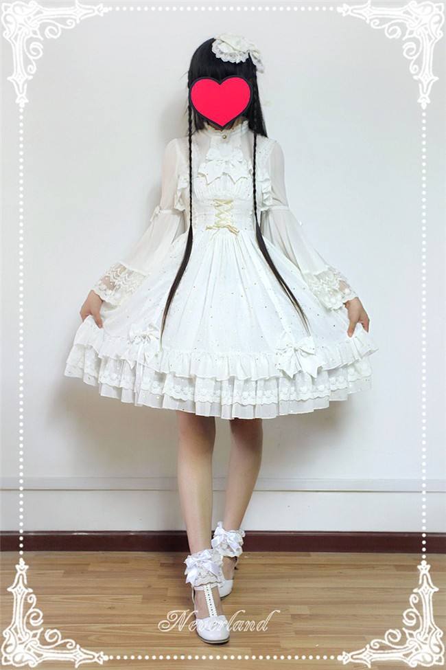 Neverland Lolita -Fly Me to Polaris- Gold Stamping Chiffon Lolita JSK