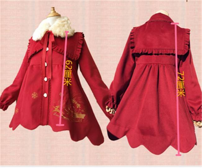 Sweet Thickening Thermal Loose Lolita Coat with Detachable Fur Collar