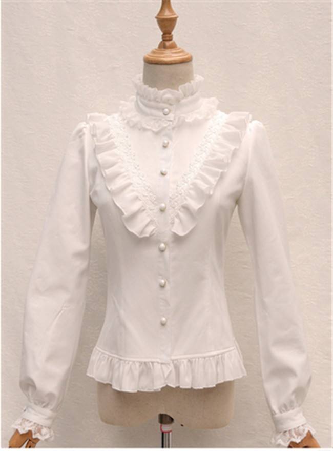 Vintage Thickening Thermal Stand Collar Lolita Blouse
