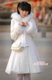 Chest Bow Fur Hat Lolita Long Coat