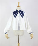 Little Dipper The Navy Series~ Sweet Lolita Long Sleeves Blouse With Collar-Pre-order Closed