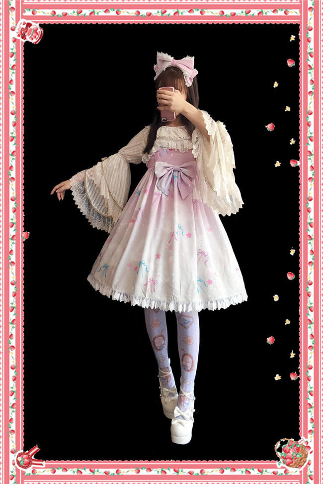 Rainbow Marshmallow~ Sweet Lolita Printed JSK Navy Blue Size S - In Stock