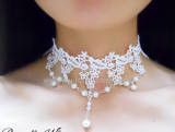Adorable White Lace Beads Lolita Necklace
