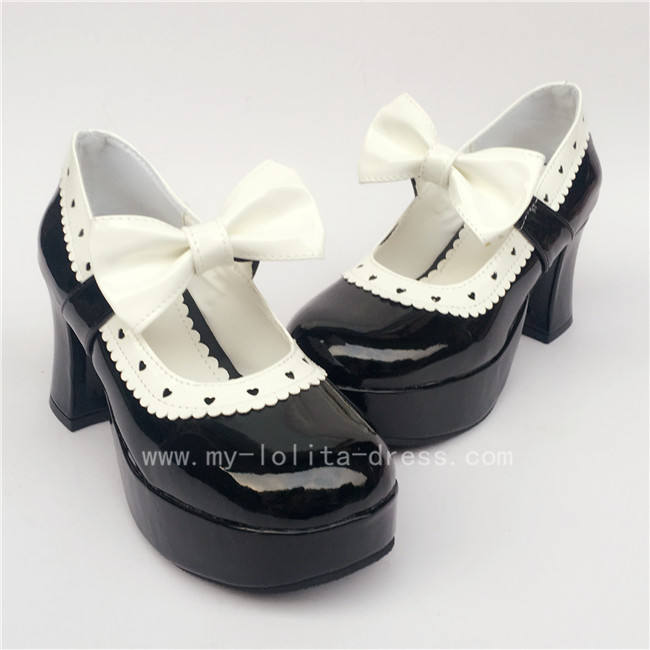 Coffee Bow Lolita Heels Shoes