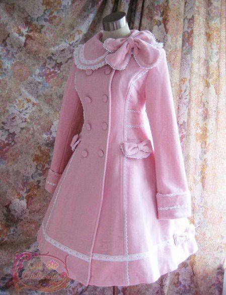 Pink Long Sleeves Lace Lolita A-line Coat
