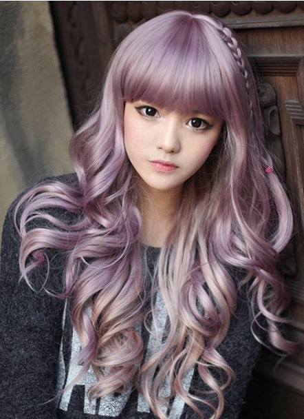 (BFM) Sweet Purple to Rosy Brown Long Curls Lolita Wig