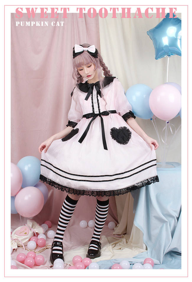 Pumpkin Cat Lolita ~Sweet Toothache~ Lolita OP -Ready made