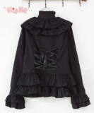 Cotton Rococo Vintage Style Ruffles Blouse - Black XL  Limited-time In Stock