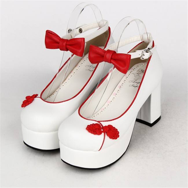 Angelic Imprint- Elegant Bow Embroidery Round/Square Heels Qi Lolita Shoes
