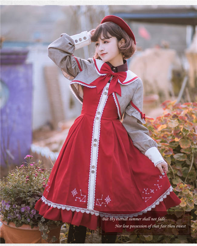 Star Academy~ College Style Embroidery Lolita JSK+Coat+Beret -Pre-order Closed