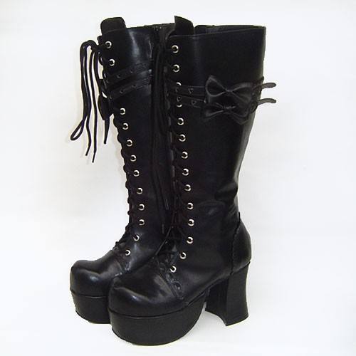 Black Bows Autumn Lolita Boots