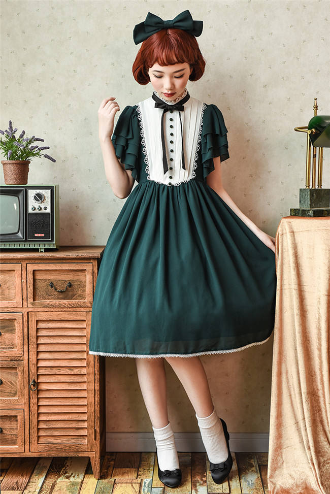 Memory of Floria~ Vintage Lolita OP Short/Long Version-Ready Made