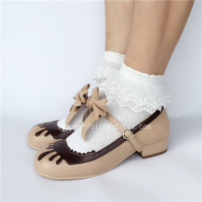 Sweet Black With Coffee Lolita Heels Shoes