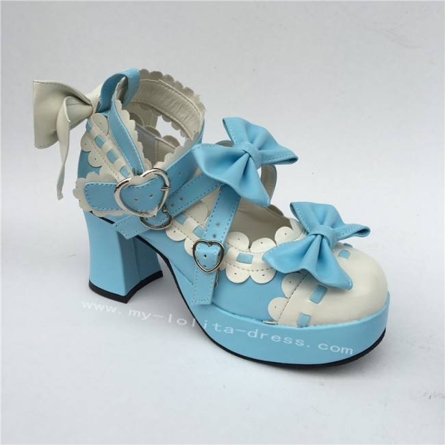 White Pink Square Heel Lolita Footwear