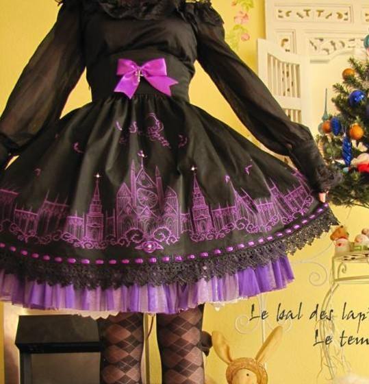 Surface Spell Gothic Moonlight Cathedral Embroidery Lolita Skirt
