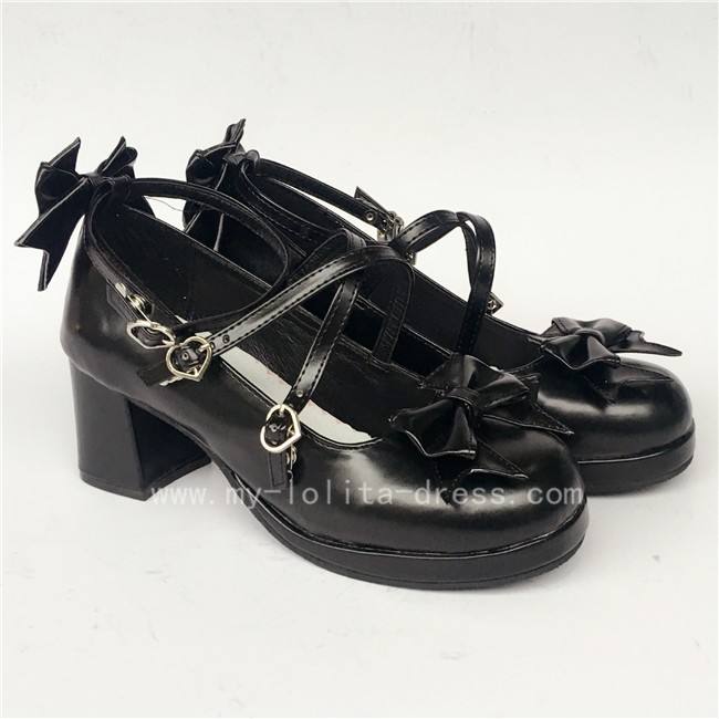 Sweet Cat's Ear Bows Matte Lolita Heels Shoes