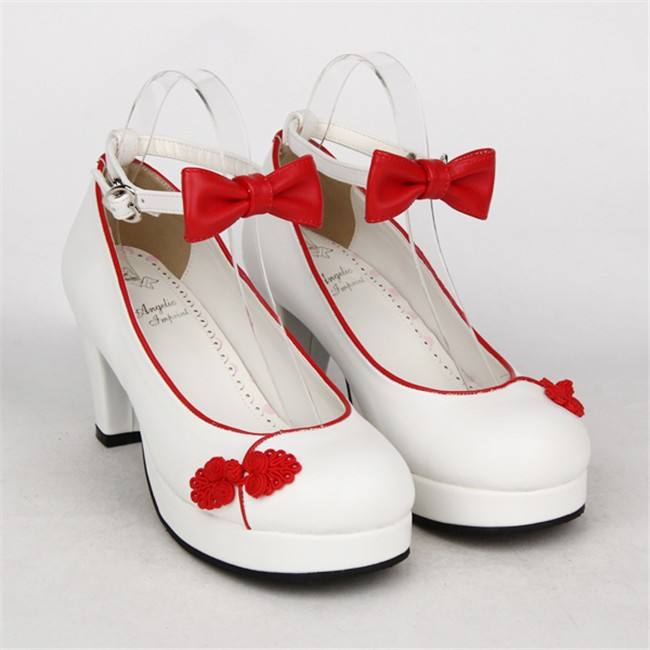 Angelic Imprint- Elegant Bow Embroidery Round/Square Heels Qi Lolita Shoes