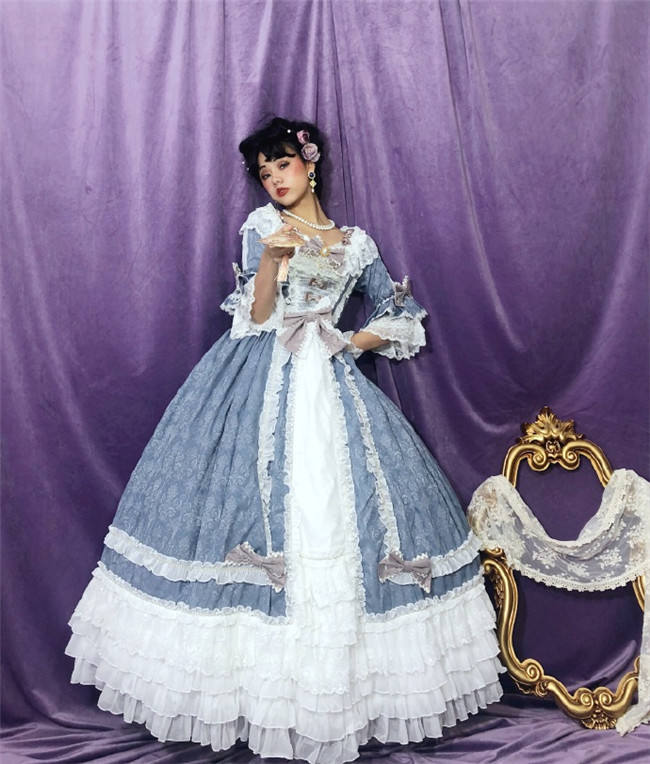 Moira~ Lolita Short Sleeves OP Dress -Sax Size XL In Stock