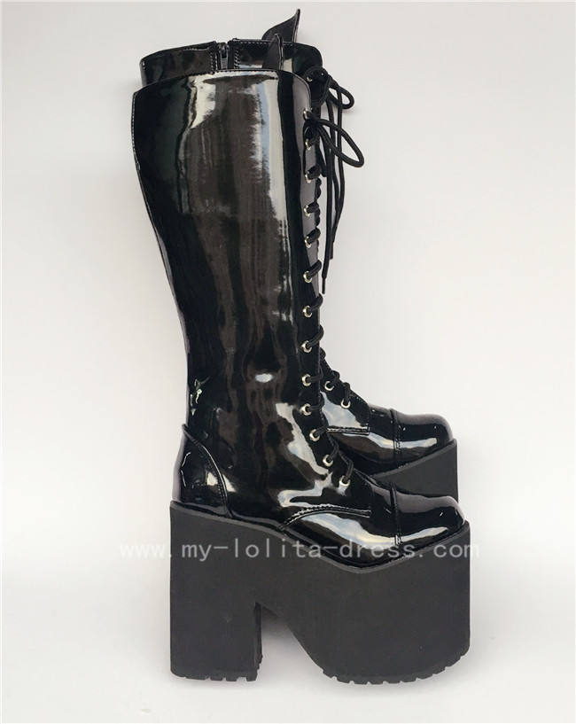 Beautiful White Matte Lace-up Knee Lolita High Boots