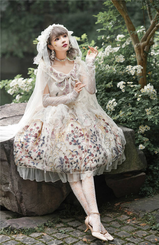 UnicornTears ~ Flowers And Birds Roll Lolita OP -Ready Made
