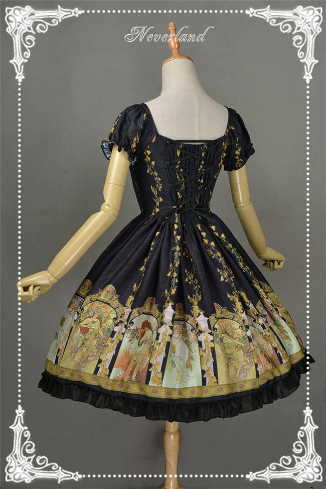 Neverland Lolita -Mucha Four Seasons- Printed Lolita OP Dress