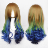 Sweet Brown Green Blue Curls Lolita Wig off
