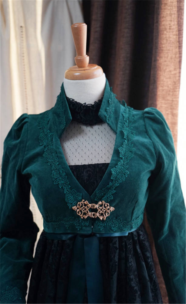 Josephine~ Gothic Chiffon Lolita High Waist Jumper Green XL - In Stock