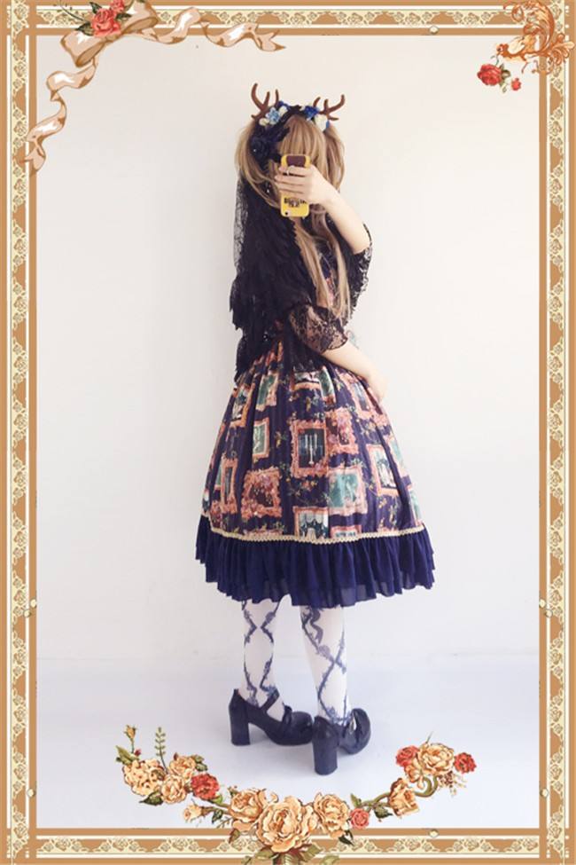 Still Life Picture Frame~ Lolita Printed JSK Dress -out