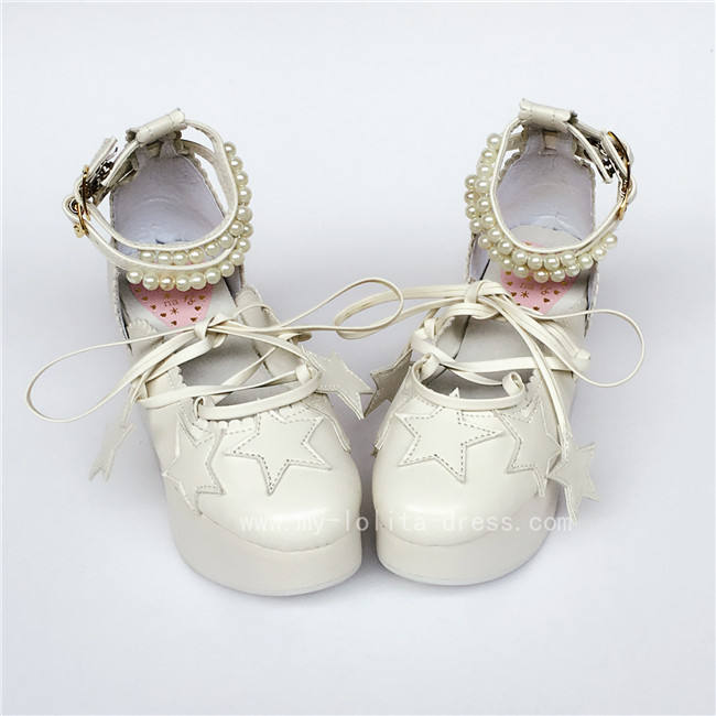 Sweet Beadchain Stars Lolita High Platform Shoes