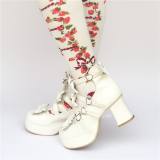 White Cross Straps Bows Lolita Shoes